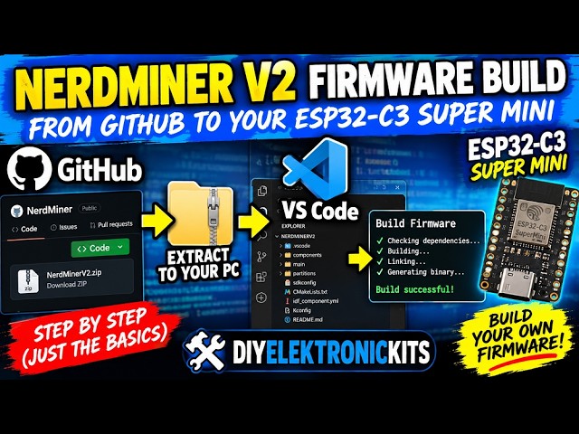 NerdMiner V2 Firmware Build for ESP32-C3 Super Mini | GitHub to VS Code