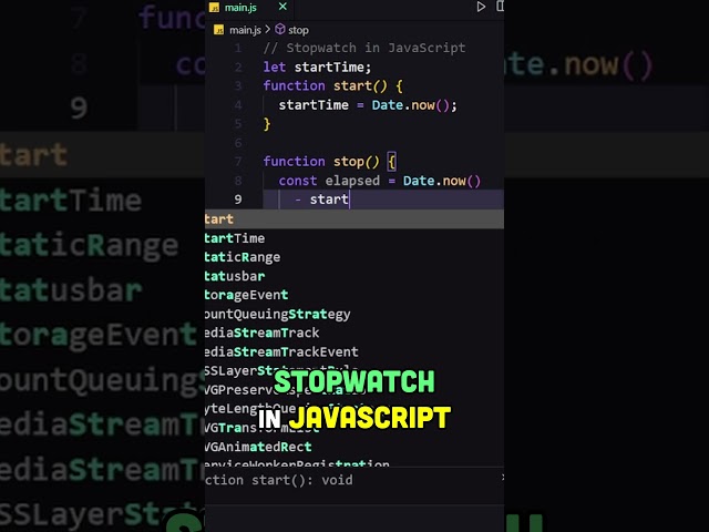 Stopwatch in JavaScript! #shorts #javascript #coding