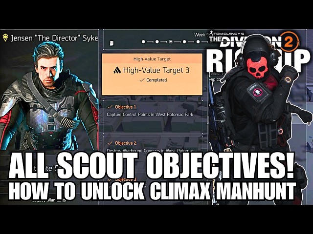 ALL Scout Objectives + HVTs EXPLAINED! 🔥 Climax Manhunt Unlock Guide (Division 2 Rise Up)