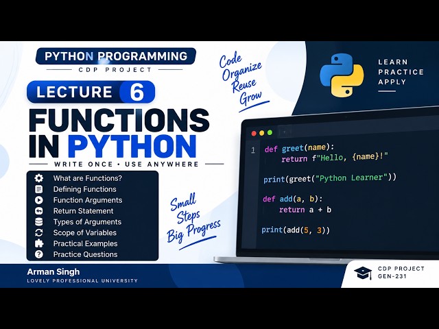 Python Programming | Lecture 6: Functions in Python