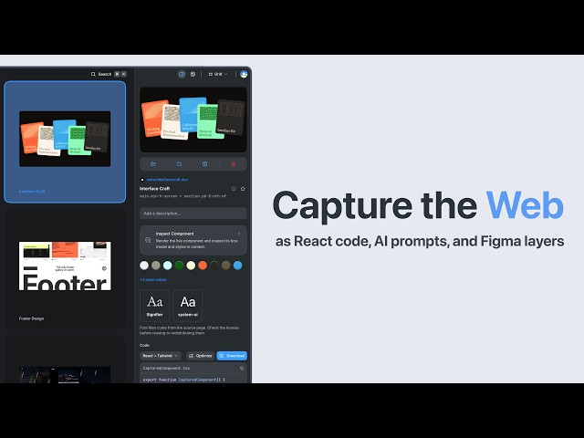 Stele — inspect and capture any UI as live React code or a Figma layer