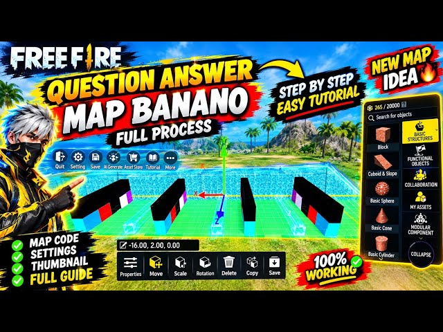 Free Fire Me Question Answer Map Kaise Banaye 😱 | Full Map Making Tutorial | Craftland #freefire
