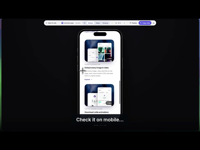 Clone Any Website Section to Code: Tailwind, HTML, React & Vue with Device Preview | MiroMiro 2.3