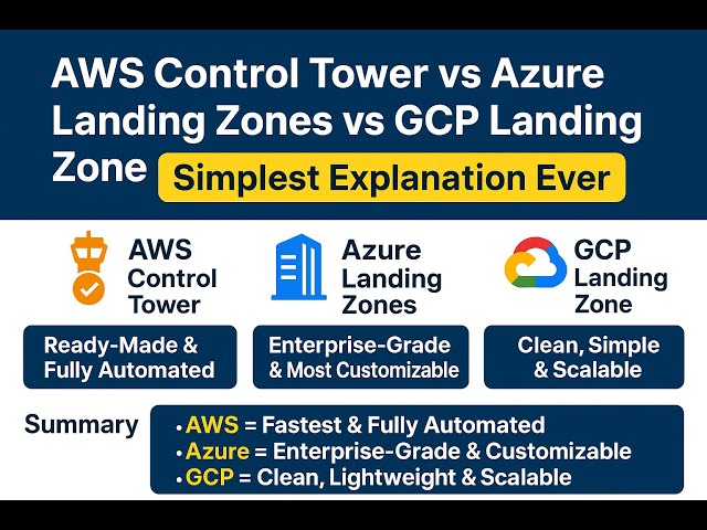AWS Control Tower vs Azure Landing Zones vs GCP Landing Zone — Simplest Explanation Ever (2025)