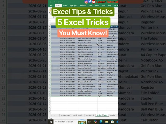 Excel Short Tricks You Must Know 🔥 | Excel Tips & Tricks Part #shorts #excel #explore #exceltips