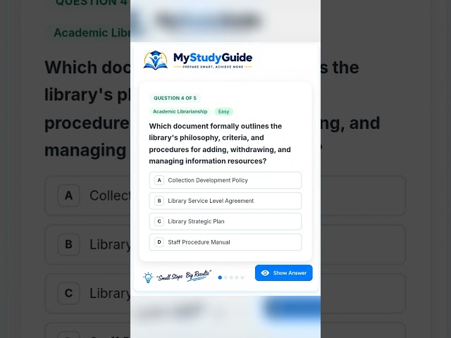 Academic Librarianship | Library Management and Administration | Quiz 1