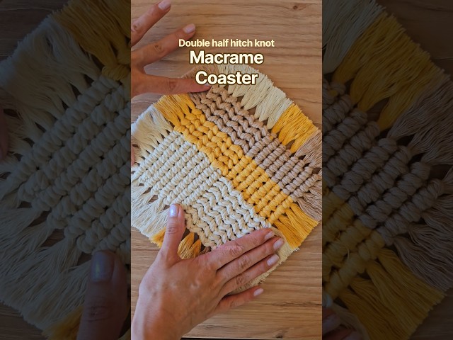 DIY macrame Coaster tutorial #macrametutorial #diy #knot #handmade #boho #macramecoaster #colorful