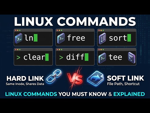 Linux Commands: ln, free, sort, diff, tee, cut, echo, man
