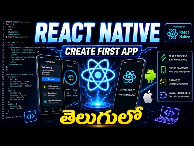 React Native create the first app in telugu