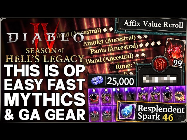 Diablo 4 - New OP Discovery - Easy Fast Mythics, INFINITE Sparks, Kullean & Best GA Gear Farm Guide!