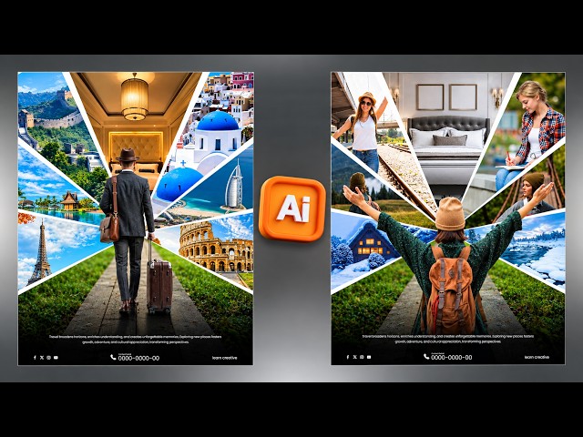 Modern Travel Poster Design in Illustrator (Full Workflow) | Step-by-Step Graphic Design