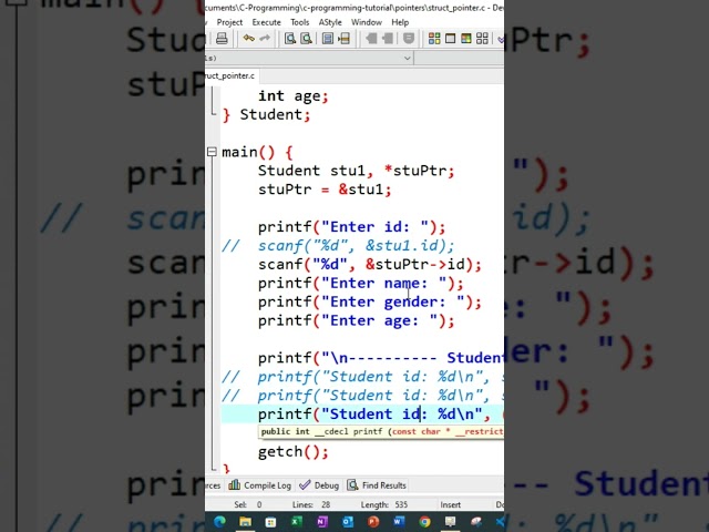 C Programming Structure and Pointer
