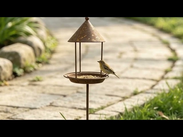 The Rusted Bird Feeder Stake: Iron Garden Bird Feeder You Push Into the Lawn (0.93 lb)