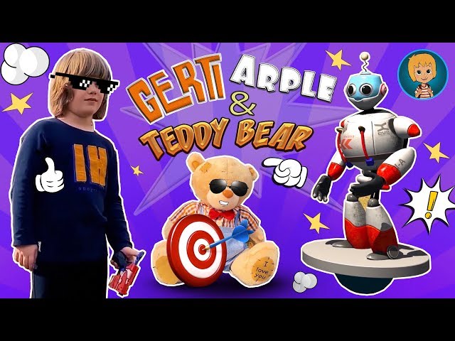 Gerti and ARPLE the Kids Robot - TEDDY BEAR vs NERF GUN?