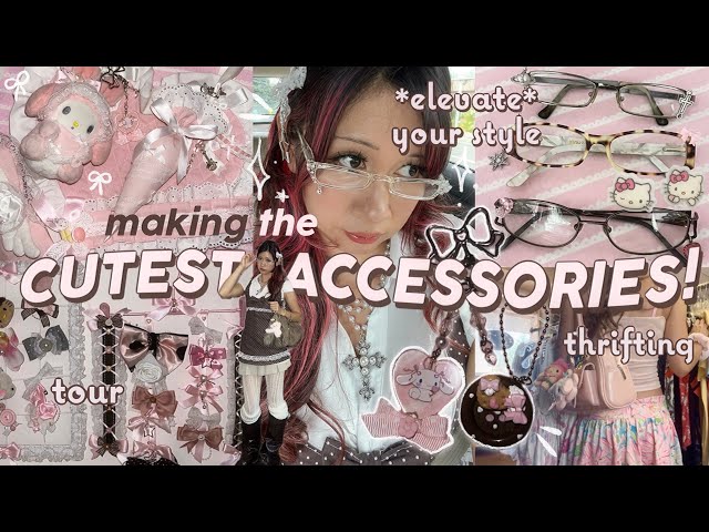 make the CUTEST ACCESSORIES and ELEVATE your style 🧸🩰 diys, thrift with me, keychains, bows ⋆.𐙚