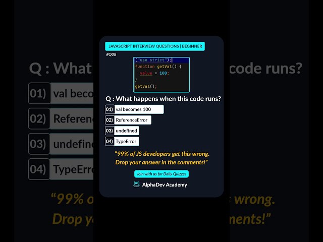 JavaScript Interview questions #08#alphadevacademy #webdevelopment #javascript #mernstack #reactjs