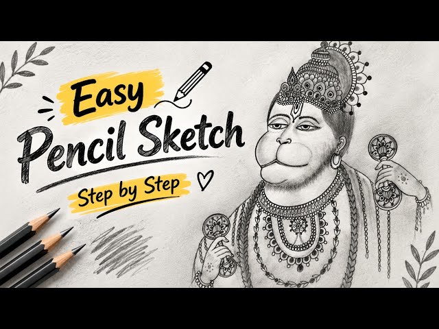 Easy Hanuman Ji Pencil Sketch | Step by Step Drawing ✏️🙏