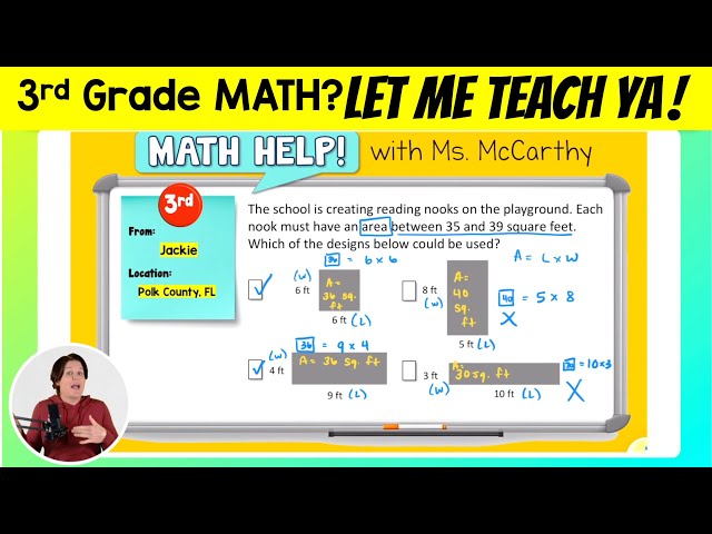 3rd | Find the Area Using A = L x W Formula (Real-World Problem) | Math Help with Ms. McCarthy