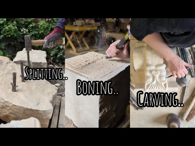 Traditional Stone Masonry 101! .. splitting, boning and carving at Lincoln cathedral 