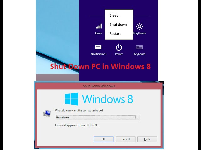 How to Shut Down PC in Windows 8