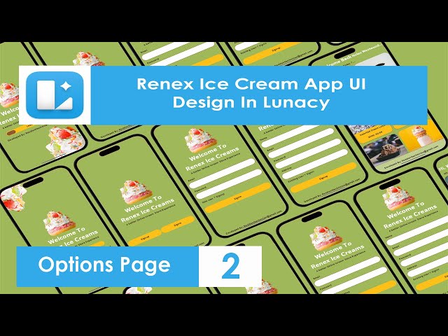 2 Renex Online Ice Cream Store UI design with Lunacy Options Page #uidesigncourse #Lunacy #wpf