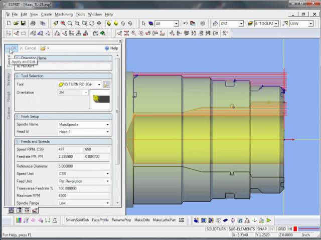 ESPRIT CAM - Lathe programming from .dxf