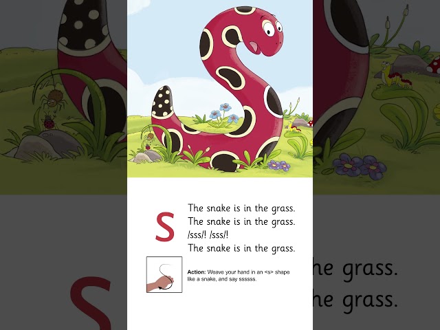 The Snake Is In The Grass - Jolly Phonics Song - Learn Letter Sound /s/ for Kids