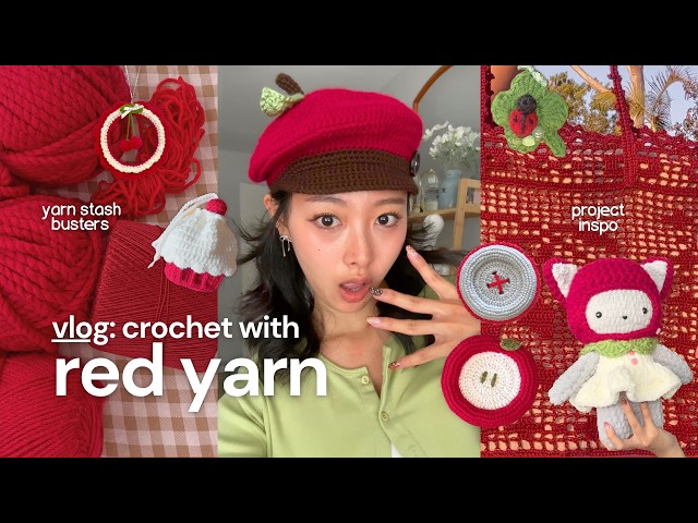crochet with red (+patterns) ✧˖  | crochet vlog, stash busters, market prep