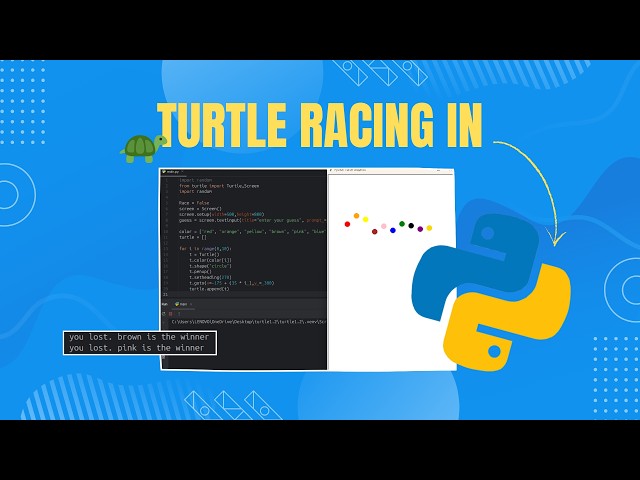 Python Beginner Project  Tutorial - 10 Turtles are racing
