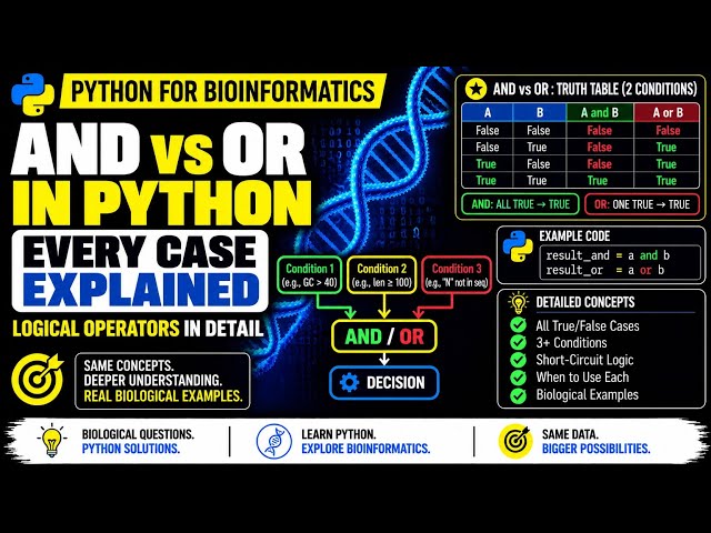 and vs or in Python | All Possible Cases Explained | Python for Bioinformatics