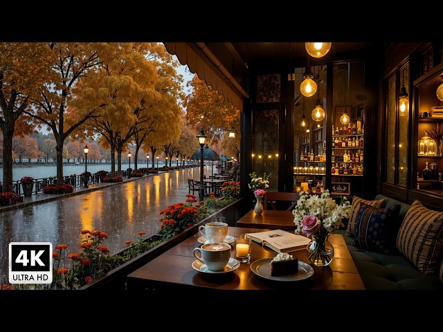 Cozy Autumn Jazz 🍂 Relaxing Coffee Shop Vibes with Rain Sounds for Study, Work & Sleep