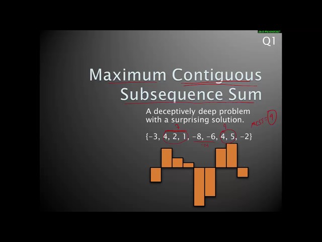 Maximum Contiguous Subsequence Sum (MCSS)