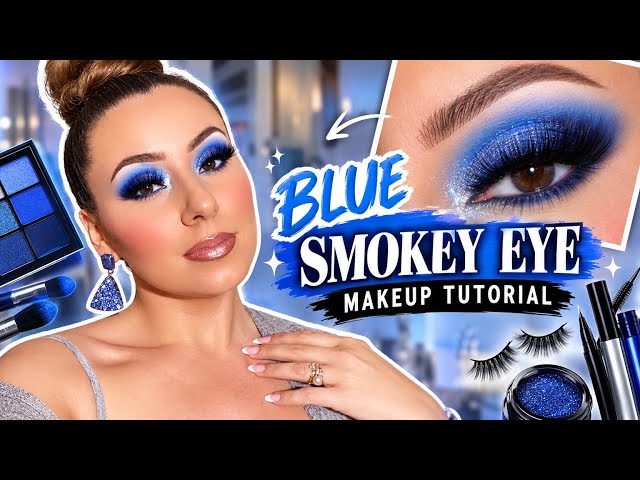 BLUE SMOKEY EYE MAKEUP TUTORIAL | Glamorous Blue Smokey Eye Step-by-Step ✨