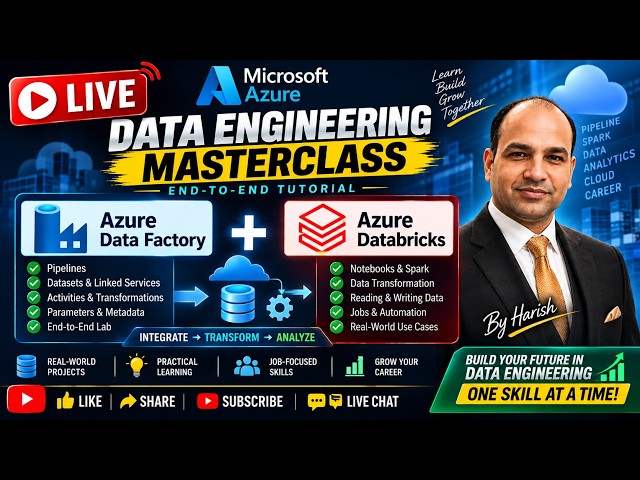 🔴 LIVE: Azure Data Engineering Masterclass | ADF + Azure Databricks | End-to-End Tutorial