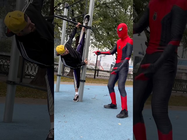 Spider-Man battles an athlete 😳 #spiderman