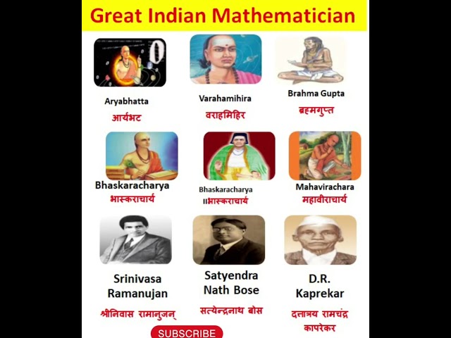 Great Indian Mathematician/भारत के  महान गणितज्ञों के नाम/Aryabhatta/Srinivasa Ramanujan/Brahmagupta