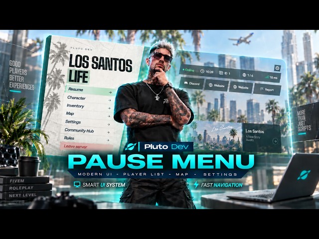 FiveM Pause Menu Script – 3D Map, Support Tickets, Settings & Custom UI - QBCore/QBOX/ESX