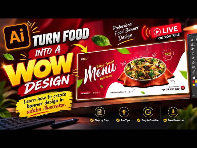 TURN FOOD INTO A WOW DESIGN in Adobe Illustrator. @Designsbymehru