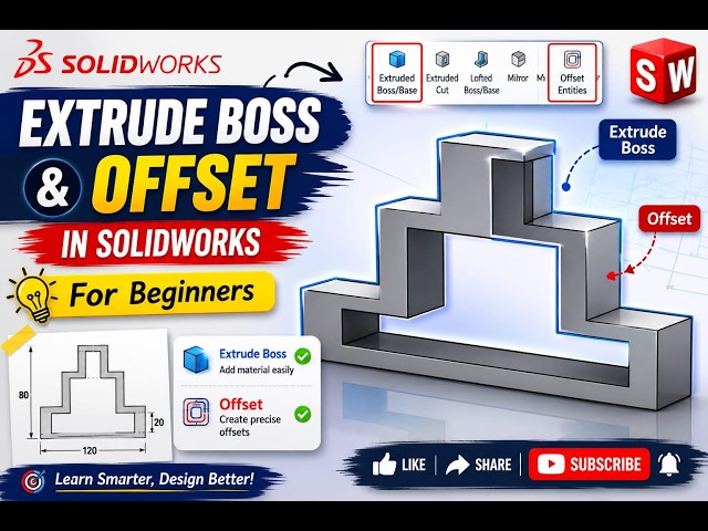 SOLIDWORKS Extrude Boss & Offset Tutorial | For Beginners