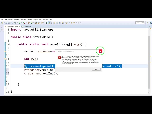 How to read a  matrix from console in java