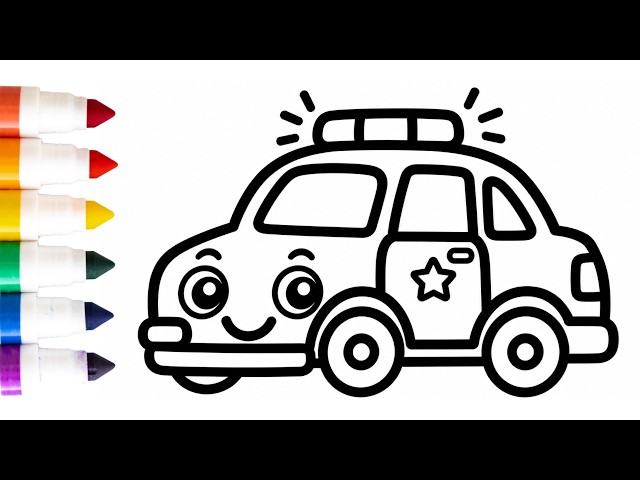 How to Draw a Police Car for Kids 🚓 | Coloring Page for Kids | Easy Step By Step police monster car