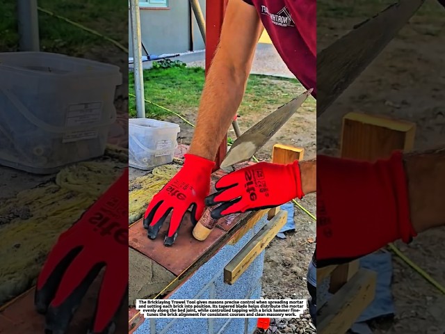 Bricklaying Trowel Tool Spreads Mortar for Precise Brick Placement With Fast, Clean Joint Control