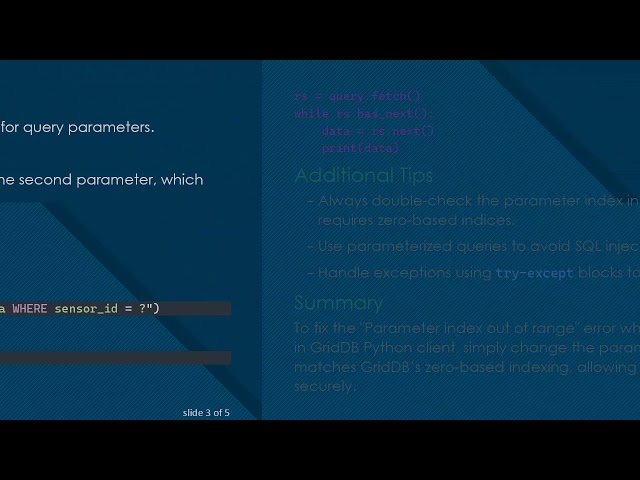 How to Execute Parameterized Queries in GridDB Using Python Client