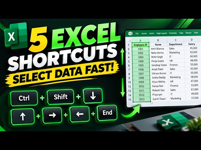 5 Excel Shortcuts to Select Data Faster! 🔥 | Excel Tips & Tricks