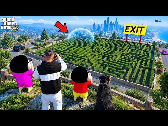 Franklin and Shinchan & Himawari Trapped in the World's Biggest Maze in GTA 5 | JSS GAMER