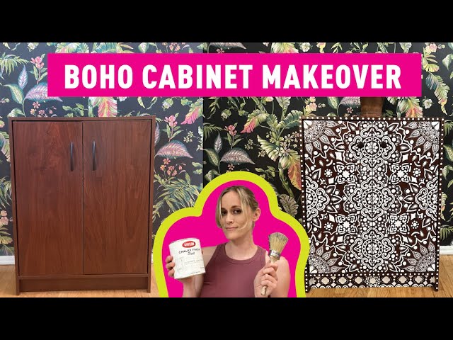 Beautiful Stenciled Bohemian Cabinet Makeover | Easy DIY Furniture Flip
