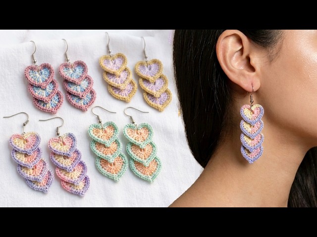 DIY "Crochet HEART Earrings" For Absolute Beginners | Step by Step Tutorial