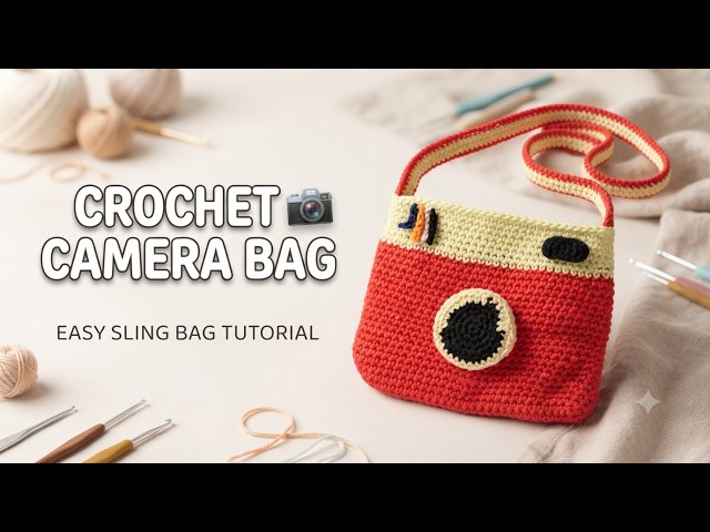 How to Crochet Camera Sling Bag Tutorial 📷🧶| Easy Step-by-Step Tutorial | Trendy Handmade Sling Bag