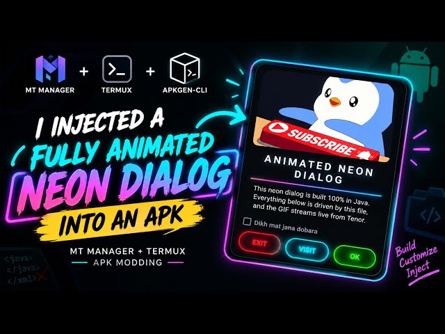 I Injected a Fully Animated Neon Dialog Into an APK 🔥 | MT Manager + Termux