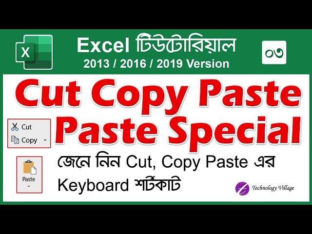 cut copy paste in excel & paste special in excel | ms excel full course in bangla excel tutorial